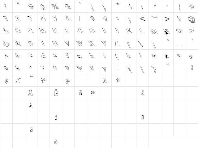 Sitcom 1 Regular  glyph index