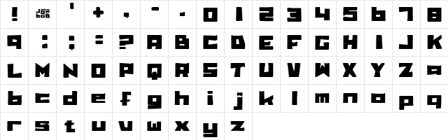billieBob Regular  glyph index