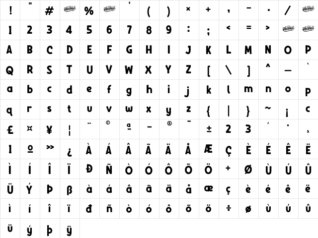 HUBBY BUNNY Regular  glyph index