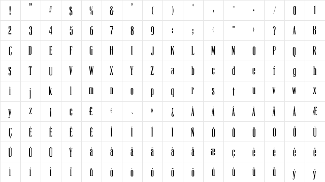 LaTribuneCP Medium  glyph index