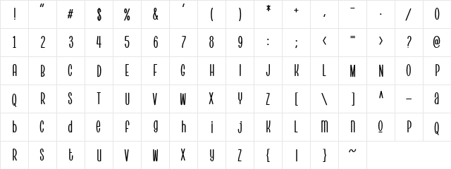 Pantura Regular  glyph index