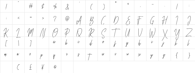 Besttones Regular  glyph index