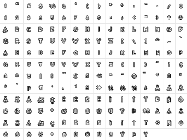 Variet頃ascadeur Regular  glyph index