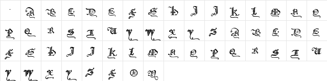 GothicMajuscles Regular  glyph index