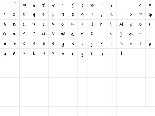 Complete in Him Regular  glyph index