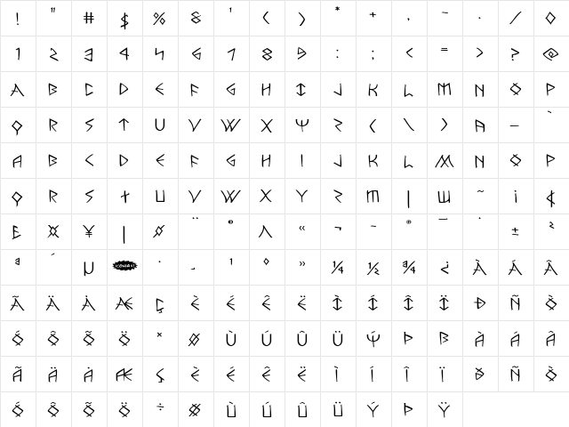 Rune Slasher Expanded Expanded  glyph index