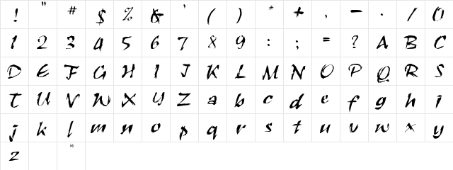 RoughBrush Normal  glyph index