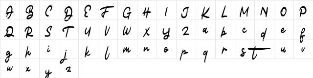 Batone FREE Regular  glyph index