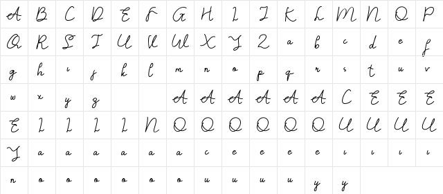 Catherina DEMO Bold  glyph index