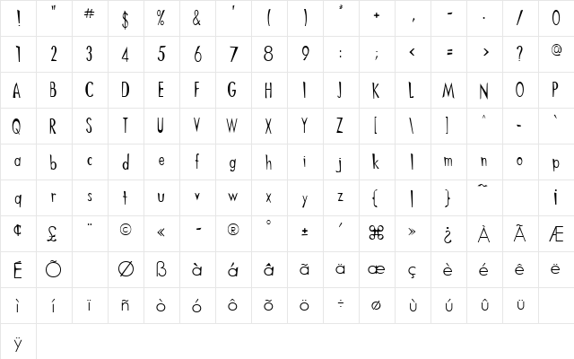 Chinese Regular  glyph index
