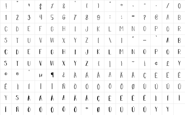 Dominique Regular  glyph index