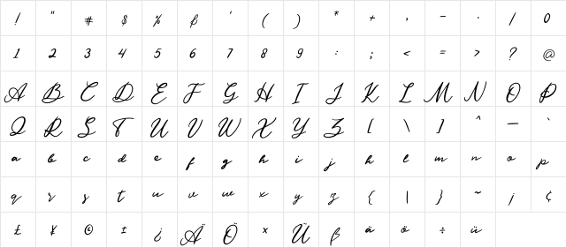 Kastyle Regular  glyph index