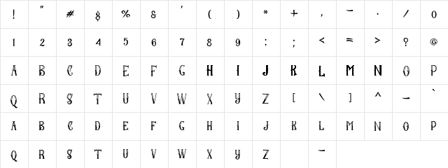 BangorE Regular  glyph index
