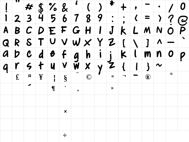 Le Lissage Bold  glyph index