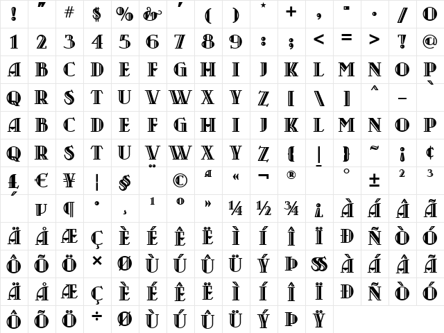 RedStarLineNF Medium  glyph index