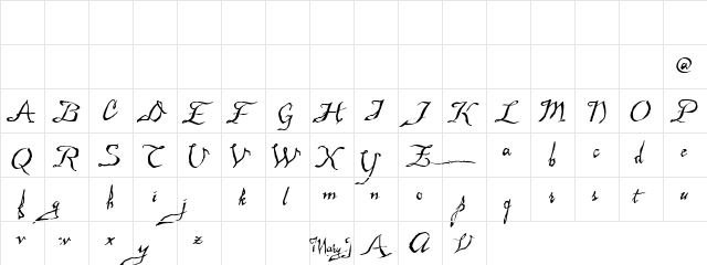 Malagua Demo Regular  glyph index