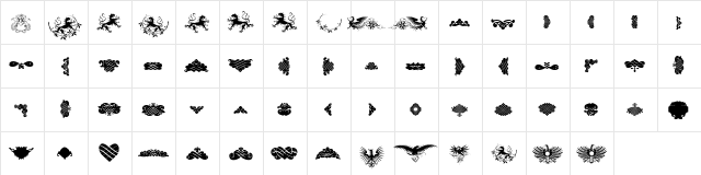 Unpublished Ornaments Regular  glyph index