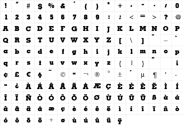 Mesa-Heavy Regular  glyph index