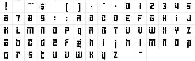 DXS Lampoon Regular  glyph index