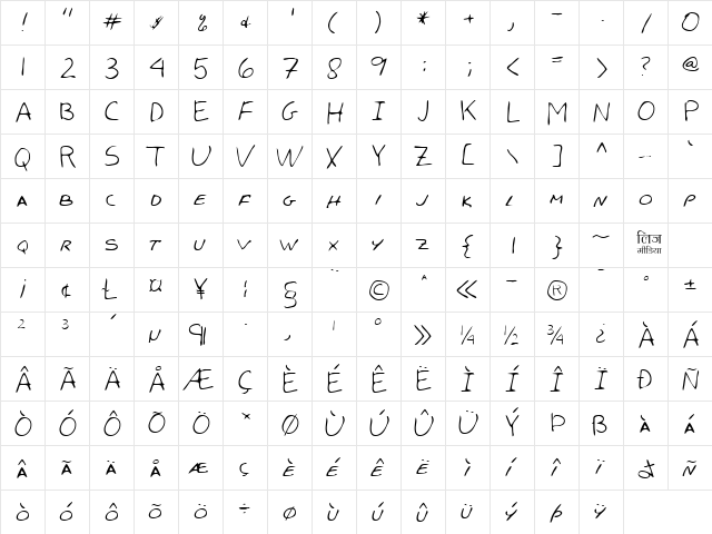 LEHN051 Regular  glyph index