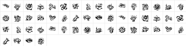KR Beautiful Flowers 2 Regular  glyph index