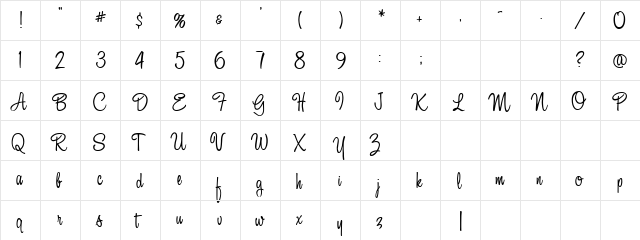 AL Serenade Regular  glyph index
