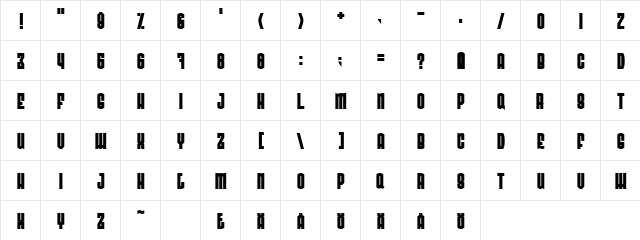 Radonator Very Heavy Normal  glyph index