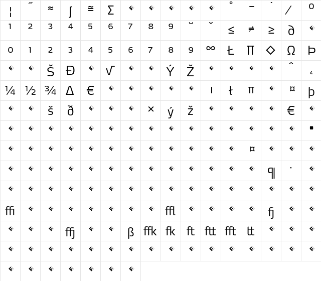 Max-LightExpert Regular  glyph index