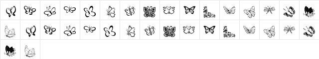 KR Butterflies Regular  glyph index