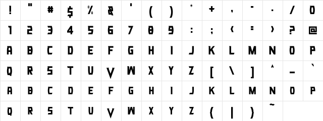 VG KNIGHTS Regular  glyph index