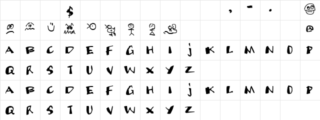 Jatty Regular  glyph index