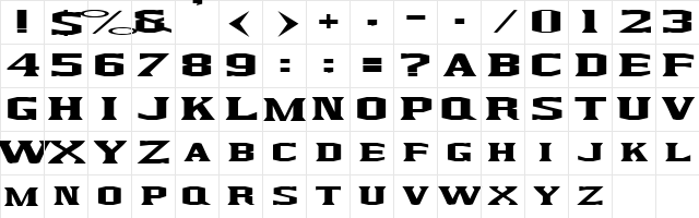 KingfreshCondensed Regular  glyph index