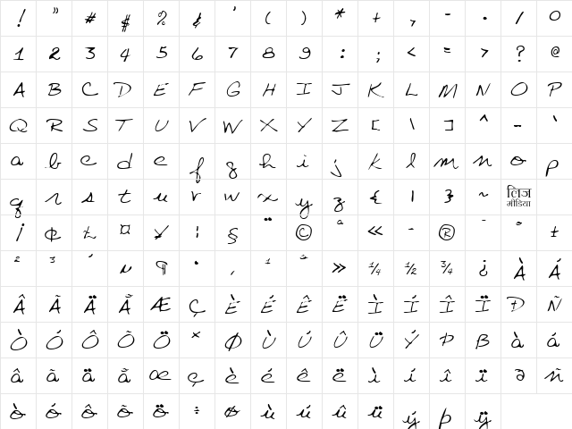 LEHN157 Regular  glyph index