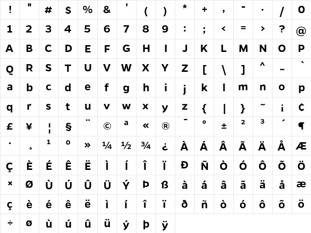 Gentona SemiBold Regular  glyph index