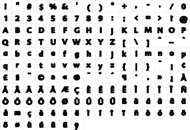 Advert Rough Five Regular  glyph index