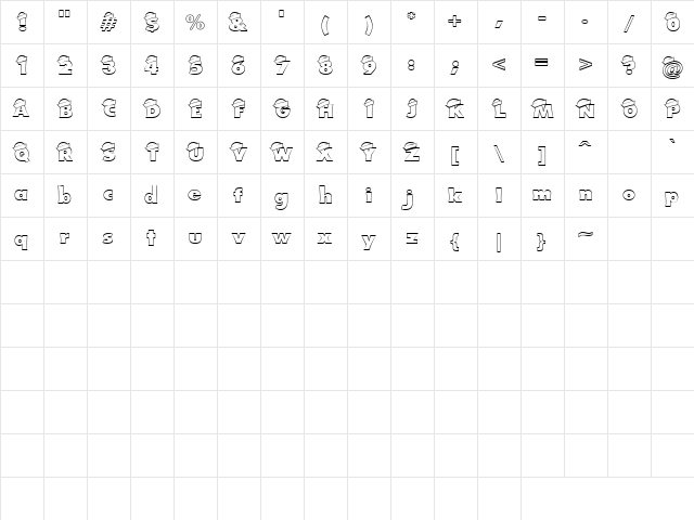 LD Sailor Regular  glyph index
