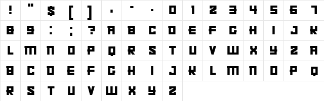 Kachusha Regular  glyph index