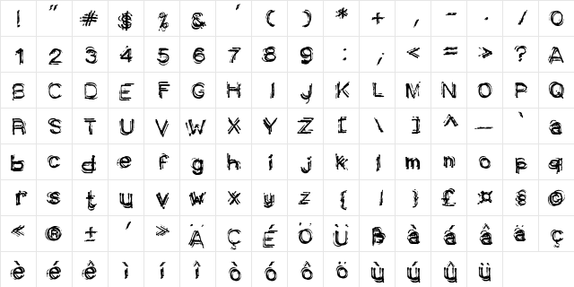 Aspera Regular  glyph index