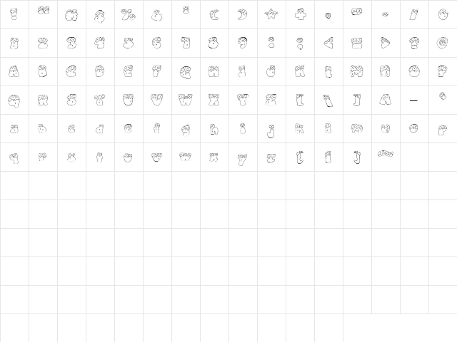 CK Frosted Regular  glyph index