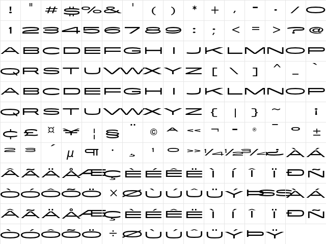 Flatiron ITC Std Regular  glyph index