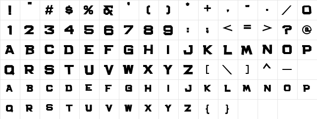 Bachelor Pad JL Bold  glyph index