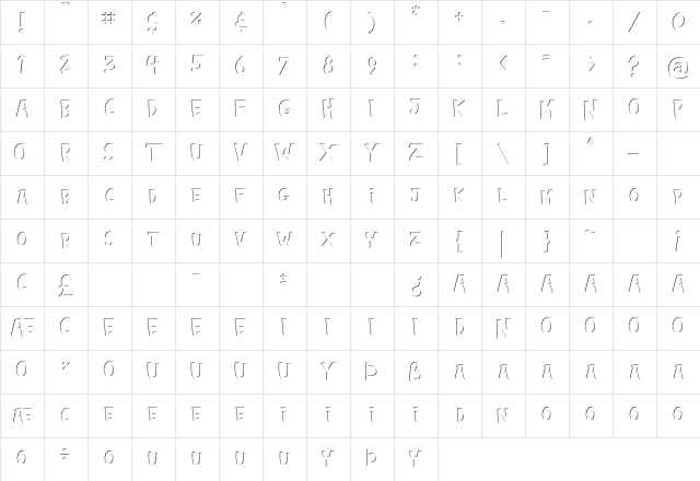 Baby Monsta Inner Regular  glyph index