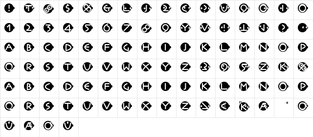 FacesAndCaps Regular  glyph index