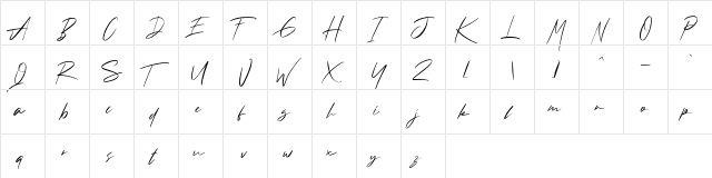 Andrea Roft Personal Use Regular  glyph index