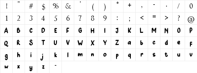 Cupid Love Regular  glyph index