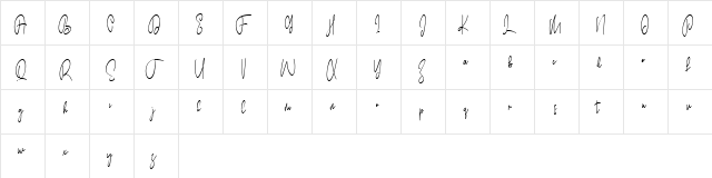 Judith Free Regular  glyph index