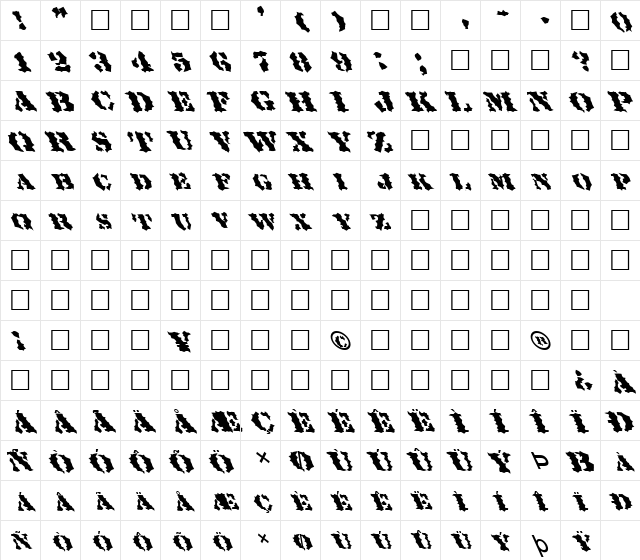 FZ WACKY 19 LEFTY Normal  glyph index