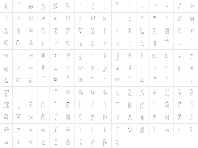 Londrina Outline Regular  glyph index