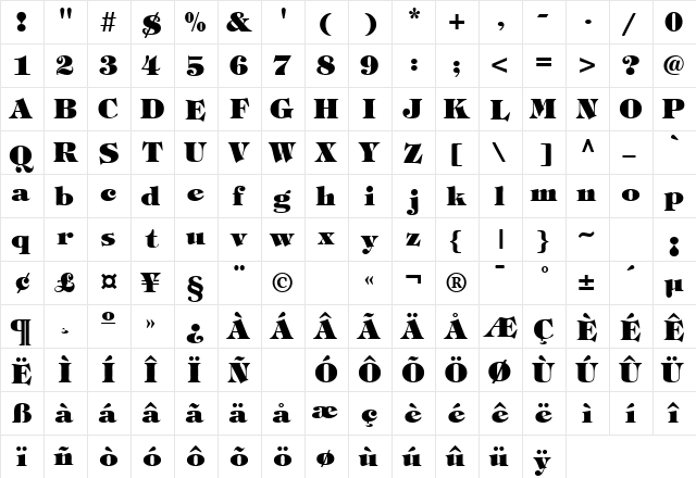 SophiBlaSSK Bold  glyph index