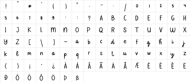 Vallato Regular  glyph index